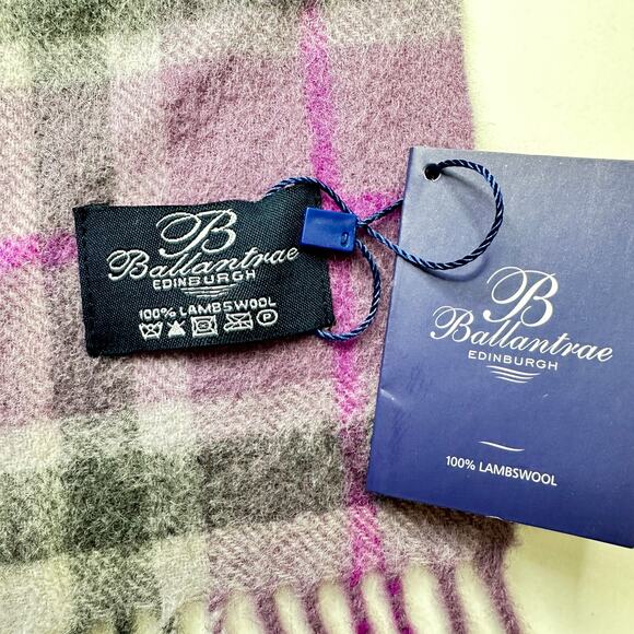 Ballantrae Edinburgh Lambswool Purple Plaid Scarf NWT 64 X 9.75 - Picture 5 of 7